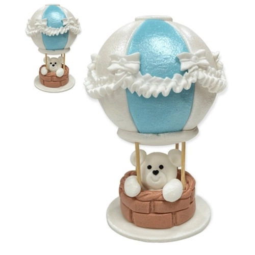 Figurka cukrowa na tort balon miś ozdoby na tort chrzest roczek urodziny